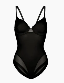 Donna LOVABLE Body E Lingerie-Body contenitivo con ferretto in microfibra e tulle Millenium Equilibre, REF# 3005