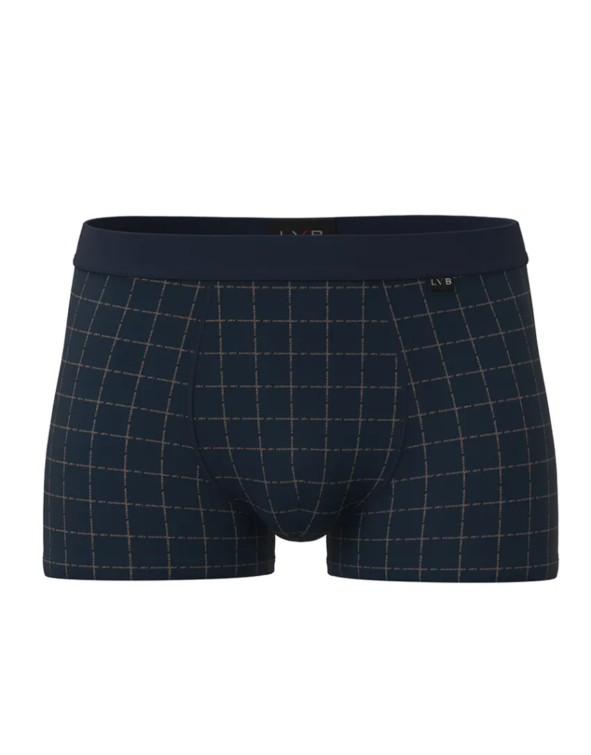 Uomo LOVABLE Boxer-Boxer Casual Stretch Cotton, blu check cognacREF# L0DL4