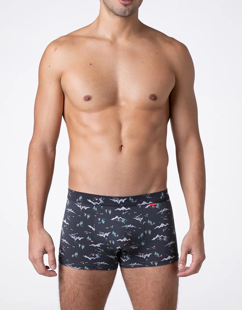 Uomo LOVABLE Boxer-Boxer Funny Xmas in stretch cotton, stampa montagnaREF# L0E9W