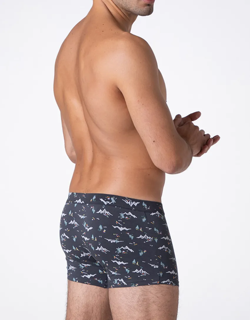 Uomo LOVABLE Boxer-Boxer Funny Xmas in stretch cotton, stampa montagnaREF# L0E9W