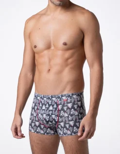 Uomo LOVABLE Boxer-Boxer Funny Xmas in stretch cotton, stampa alberiREF# L0E9W