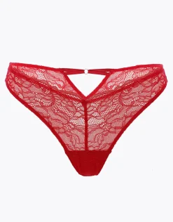 Donna LOVABLE Brasiliani-Brasiliano Panties in pizzo elastico, rossoREF# L0DKU
