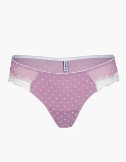 Donna LOVABLE Brasiliani-Brasiliano Velvet Tulle in pizzo e tulle, rosa pois avorioREF# L0DK6