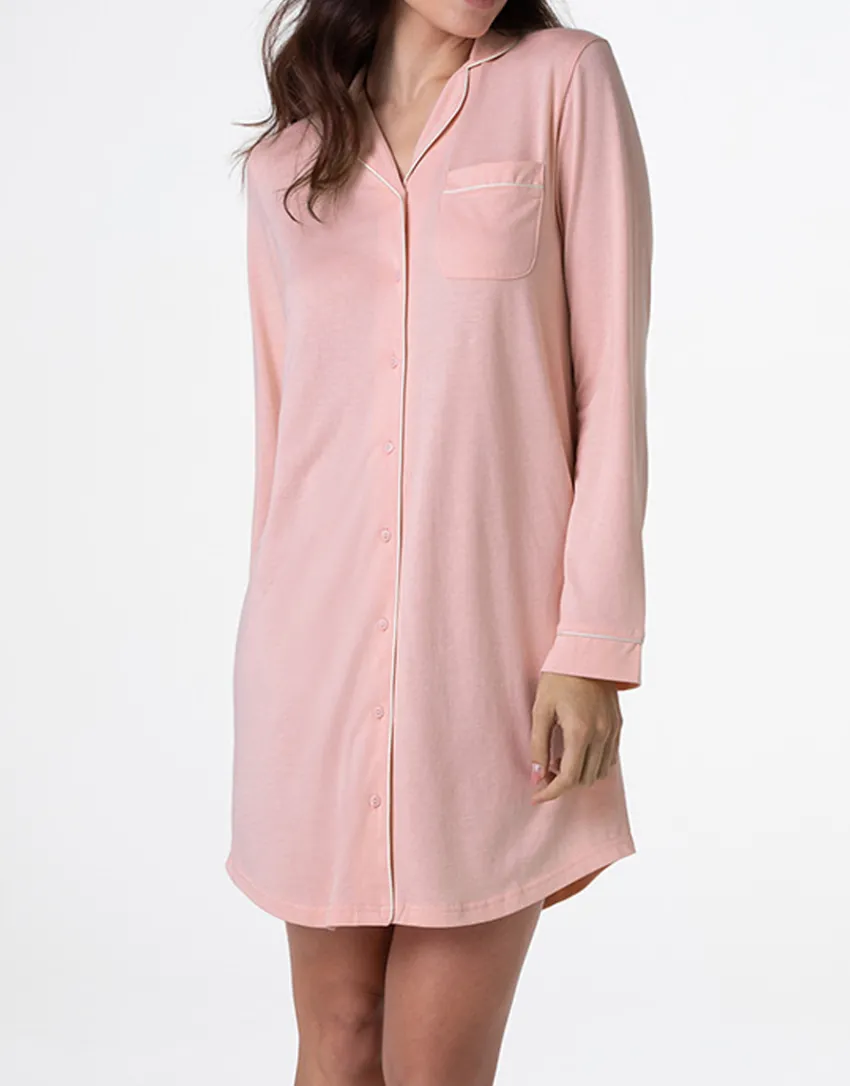 Donna LOVABLE Camicie Da Notte-Camicia da notte aperta manica lunga in Cotone Modal, REF# L0E9O