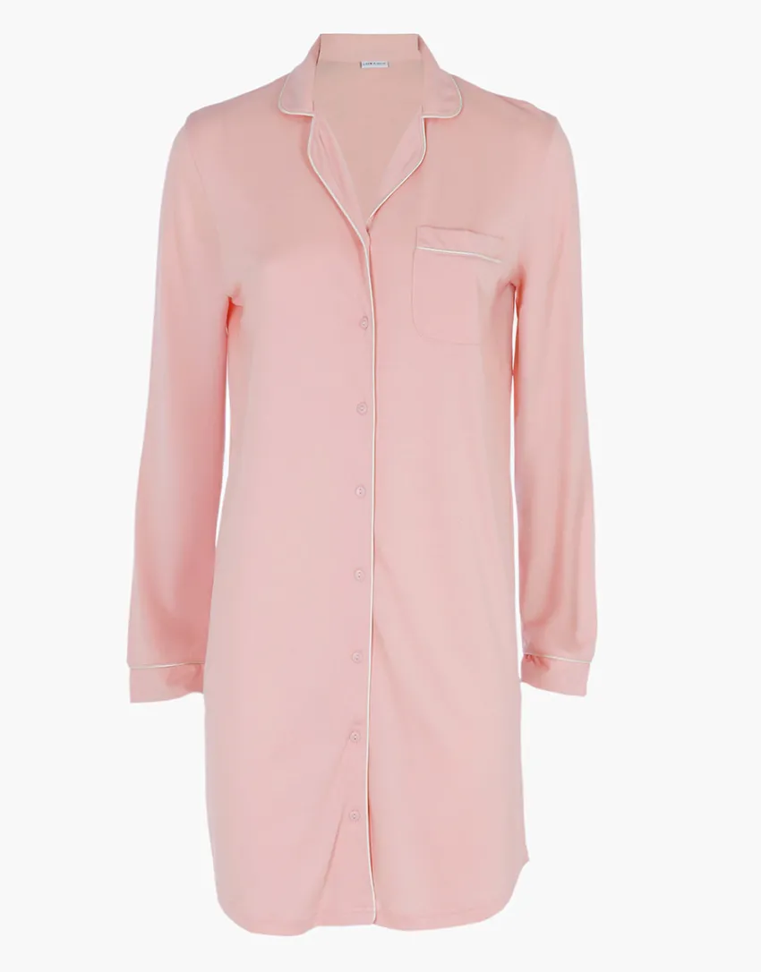 Donna LOVABLE Camicie Da Notte-Camicia da notte aperta manica lunga in Cotone Modal, REF# L0E9O