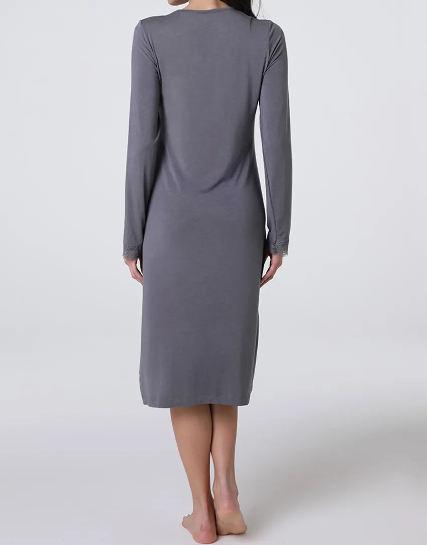 Donna LOVABLE Camicie Da Notte-Camicia da Notte Lunga scollo a V Elegant Modal, aciteREF# L0EHN