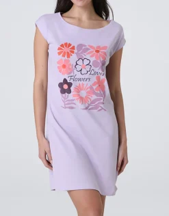 Donna LOVABLE Camicie Da Notte-Camicia da Notte Manica Corta in Jersey, lillaREF# L0EHK