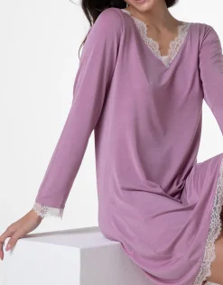 Donna LOVABLE Camicie Da Notte-Camicia da notte scollo a V manica lunga in Modal, REF# L0DMW