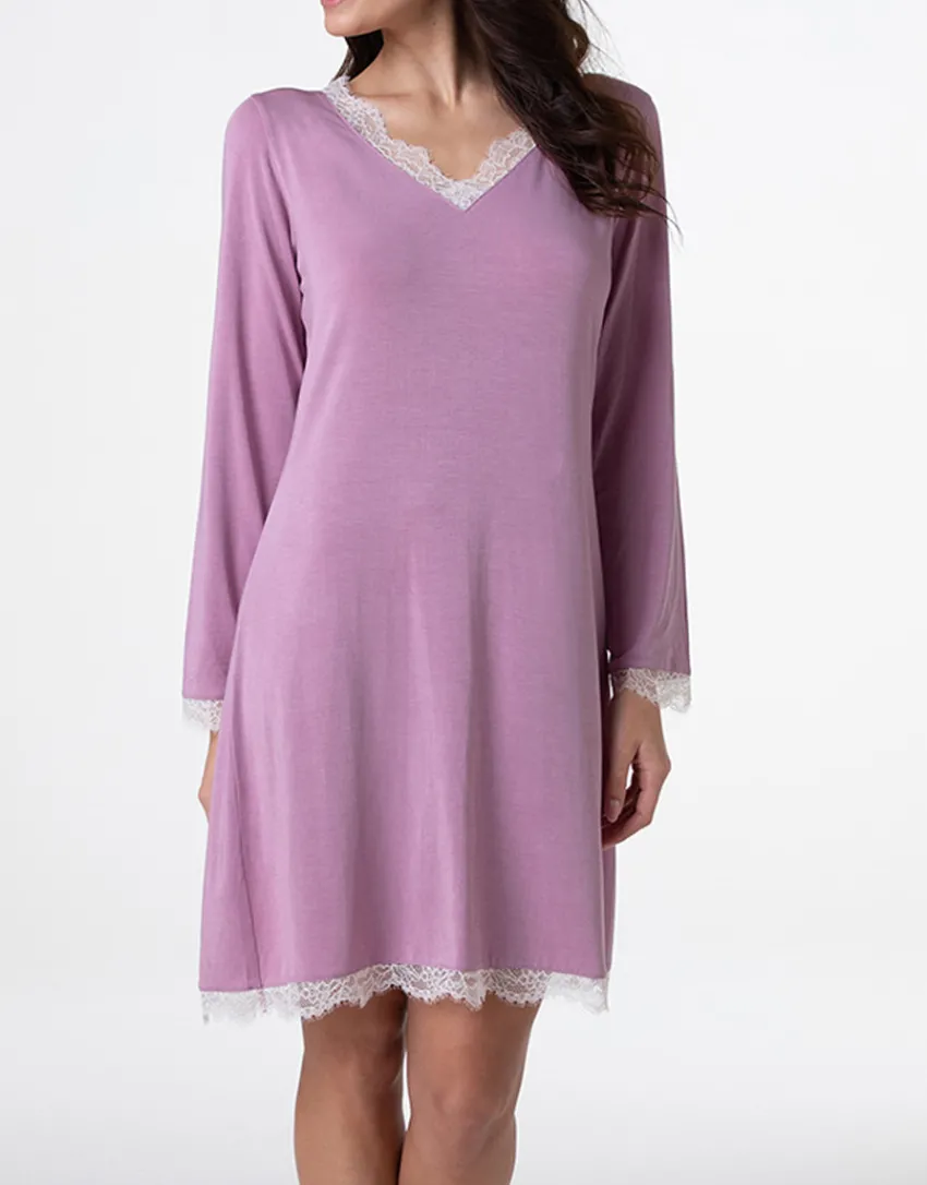 Donna LOVABLE Camicie Da Notte-Camicia da notte scollo a V manica lunga in Modal, REF# L0DMW