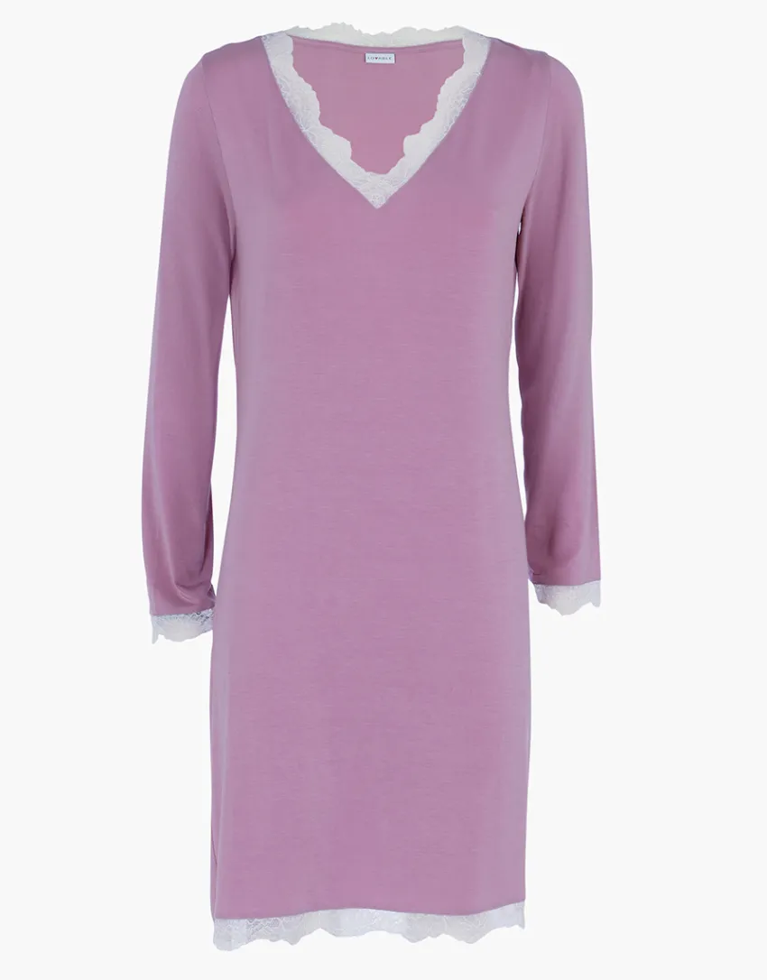 Donna LOVABLE Camicie Da Notte-Camicia da notte scollo a V manica lunga in Modal, REF# L0DMW