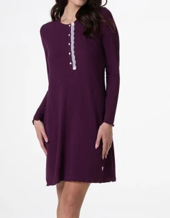 Donna LOVABLE Camicie Da Notte-Camicia da Notte Serafino Manica Lunga a Costine, REF# L0DN2