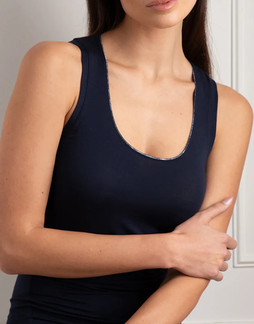 Donna LOVABLE Top E Smanicati-Canotta Scollo Tondo Micromodal, REF# L0EEL