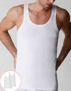 Uomo LOVABLE Canotte E Smanicati-Canotta uomo in cotone biologico, confezione x2 REF# L0BAO