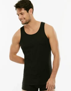 Uomo LOVABLE Canotte E Smanicati-Canotte 100% Pure Cotton nera in cotoneREF# 05XQ