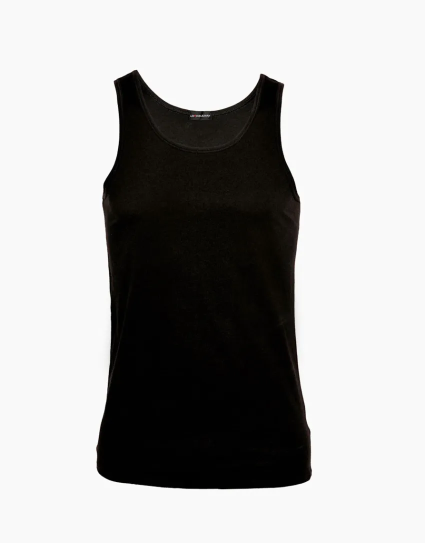 Uomo LOVABLE Canotte E Smanicati-Canotte 100% Pure Cotton nera in cotoneREF# 05XQ