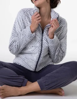 Donna LOVABLE Homewear|Pigiami Donna-Homewear Aperto in Pelliccetta jacquard e Micropile, REF# L0DNF