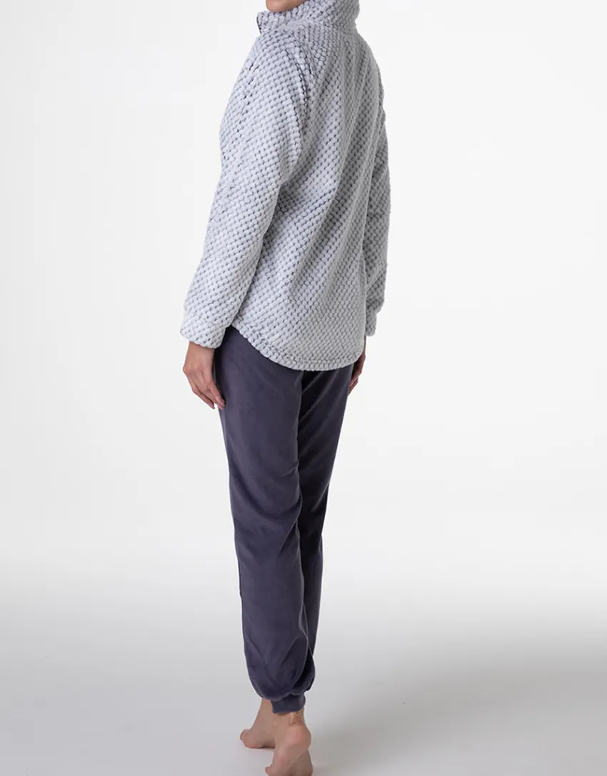 Donna LOVABLE Homewear|Pigiami Donna-Homewear Aperto in Pelliccetta jacquard e Micropile, REF# L0DNF