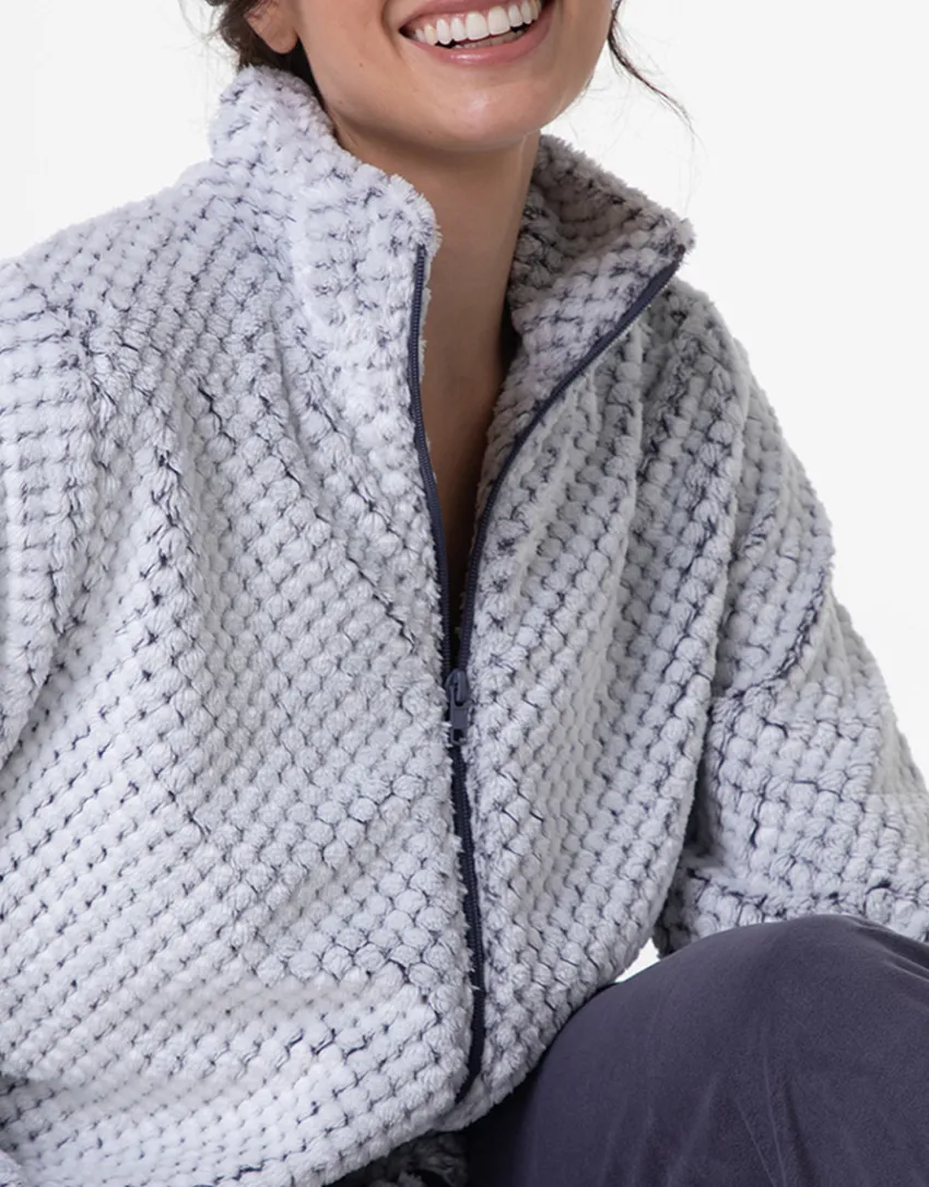 Donna LOVABLE Homewear|Pigiami Donna-Homewear Aperto in Pelliccetta jacquard e Micropile, REF# L0DNF