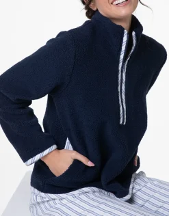 Donna LOVABLE Homewear|Pigiami Donna-Homewear Chiuso con mezza Zip in Flanella e Pelliccetta, REF# L0DNK