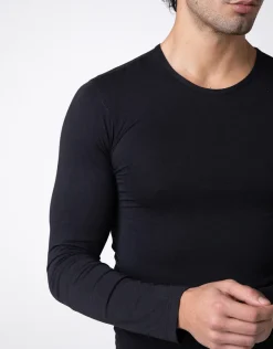 Uomo LOVABLE T-Shirt-Maglia girocollo manica lunga Warm Sensation in Stretch Cotton, REF# L041Z