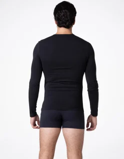 Uomo LOVABLE T-Shirt-Maglia girocollo manica lunga Warm Sensation in Stretch Cotton, REF# L041Z