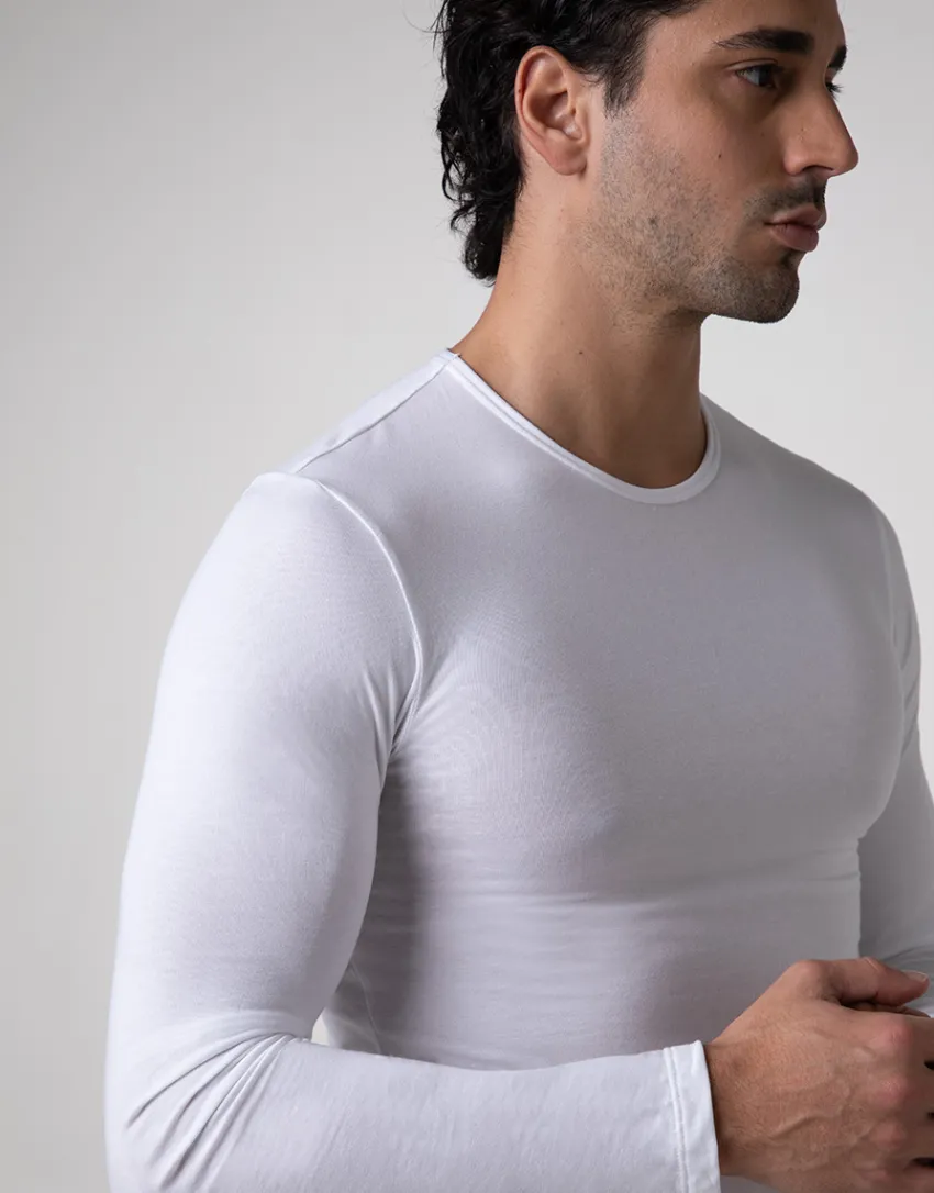 Uomo LOVABLE T-Shirt-Maglia girocollo manica lunga Warm Sensation in Stretch Cotton, REF# L041Z