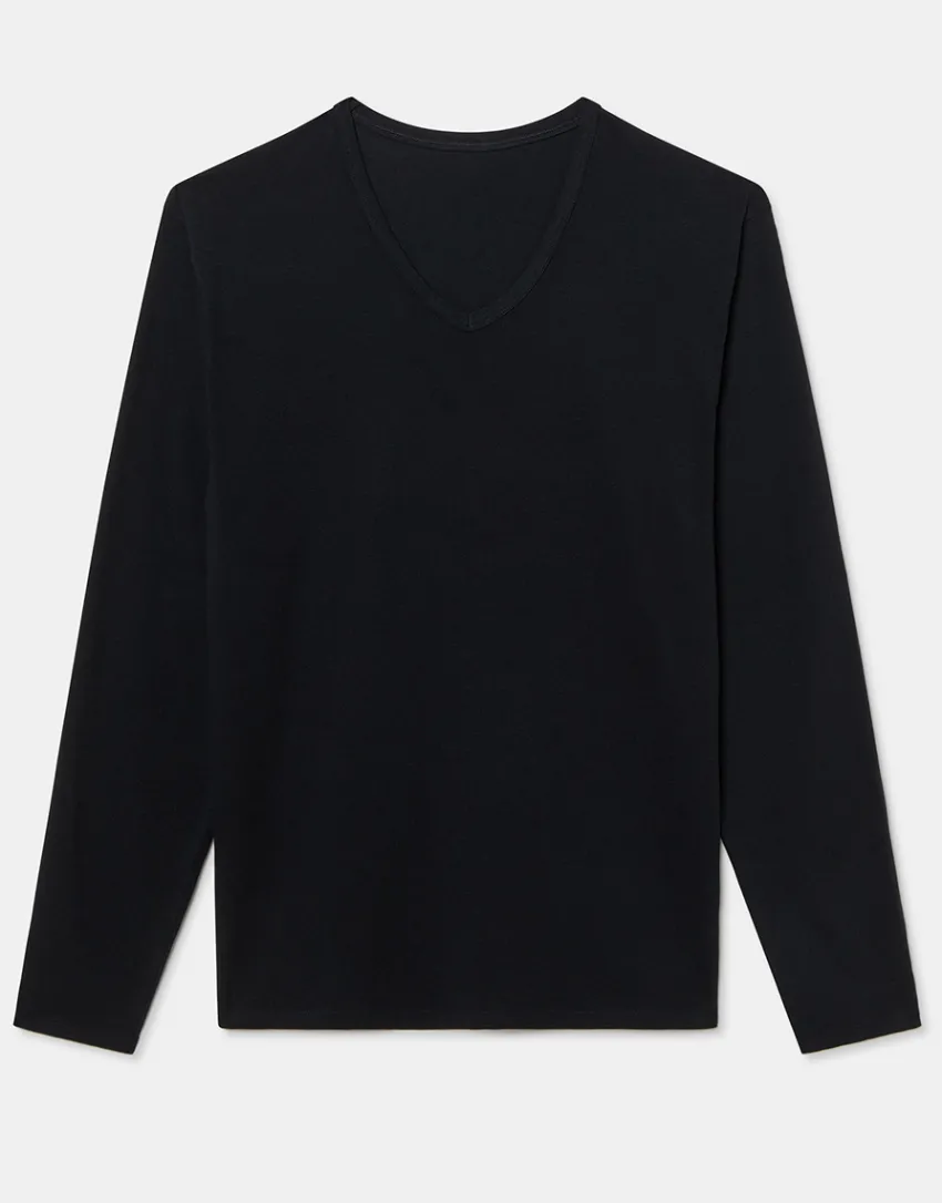 Uomo LOVABLE T-Shirt-Maglia Manica Lunga scollo a V Cool Sensation in Stretch Cotton, REF# L0DGQ