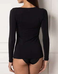 Donna LOVABLE Maglie-Maglia Manica Lunga Scollo Ampio Micromodal, REF# L0EEI