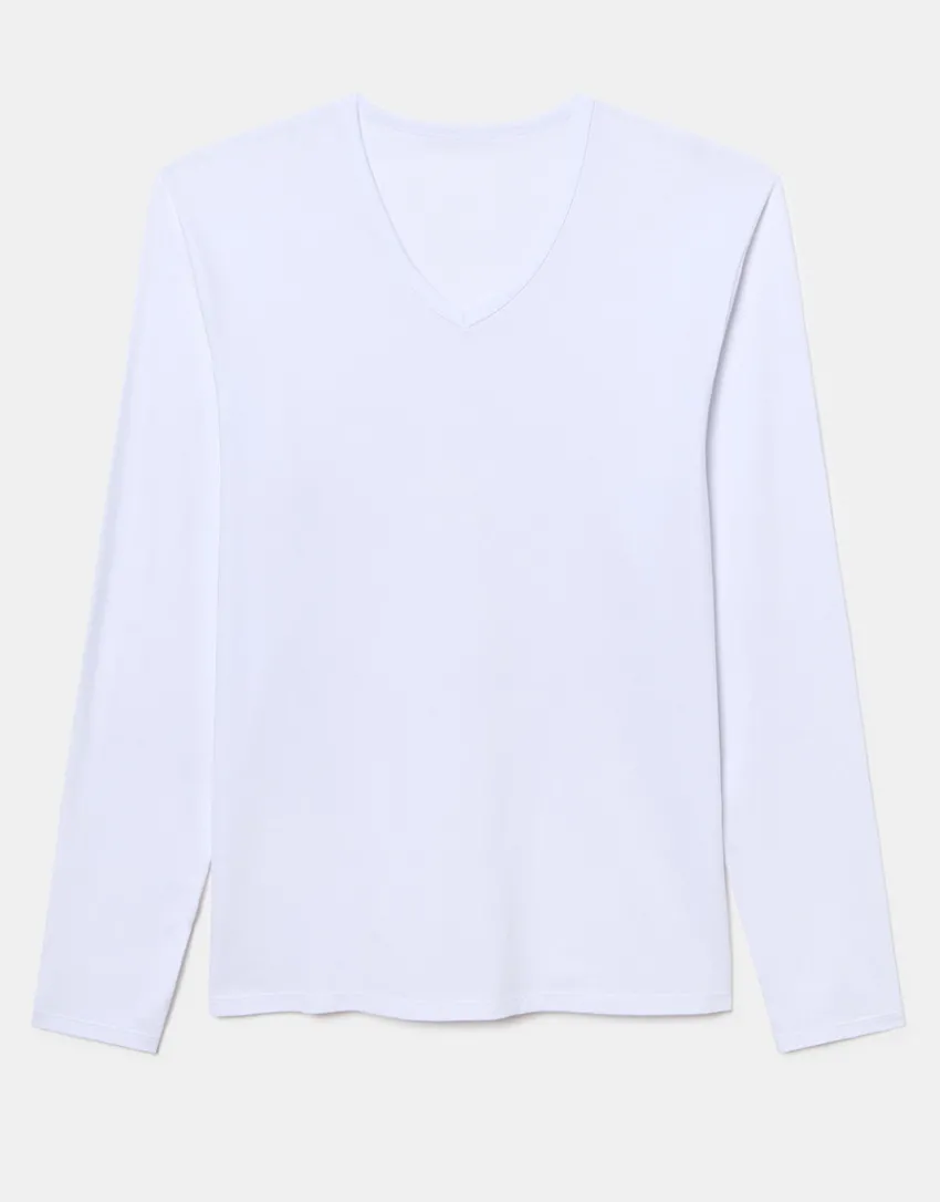 Uomo LOVABLE T-Shirt-Maglia Manica Lunga scollo a V Cool Sensation in Stretch Cotton, REF# L0DGQ