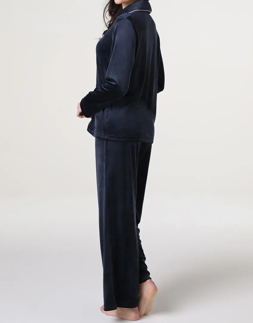 Donna LOVABLE Homewear|Pigiami Donna-Pigiama Lungo aperto in Ciniglia, REF# L0ELI