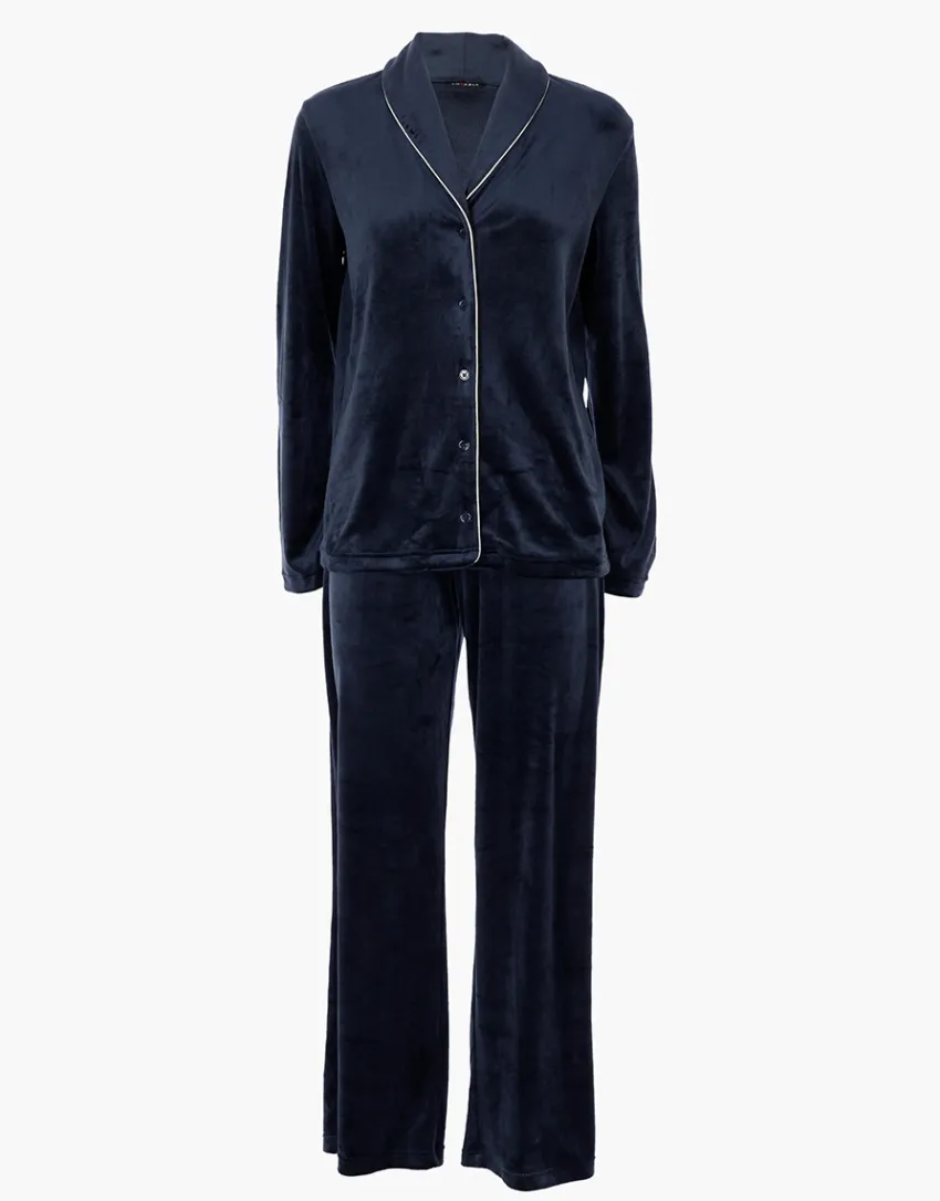 Donna LOVABLE Homewear|Pigiami Donna-Pigiama Lungo aperto in Ciniglia, REF# L0ELI