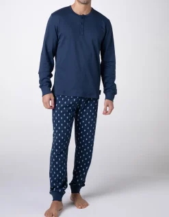 Uomo LOVABLE Pigiami-Pigiama Lungo Collo Serafino Interlock, REF# L0DLY