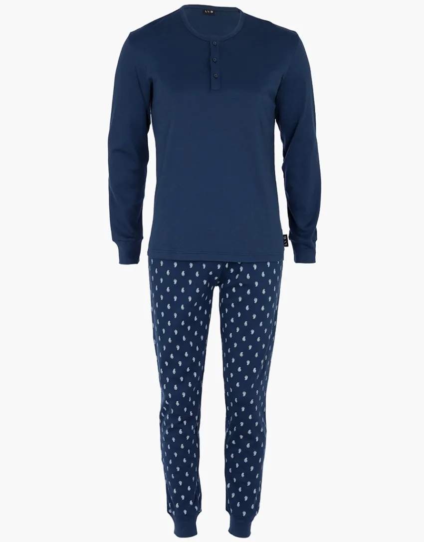 Uomo LOVABLE Pigiami-Pigiama Lungo Collo Serafino Interlock, REF# L0DLY