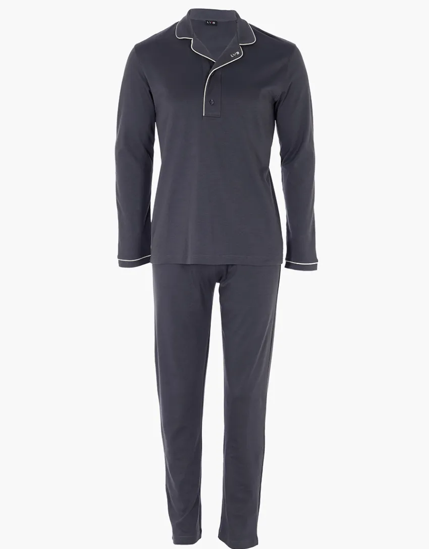 Uomo LOVABLE Pigiami-Pigiama Lungo Collo Serafino in Interlock, REF# LLELT