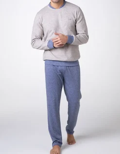 Uomo LOVABLE Pigiami-Pigiama Lungo Girocollo in Caldo Interlock, geREF# L0DM2