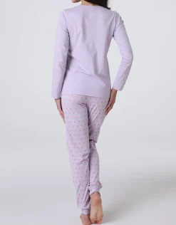Donna LOVABLE Pigiami Donna-Pigiama Lungo serafino in Jersey, REF# L0EHV