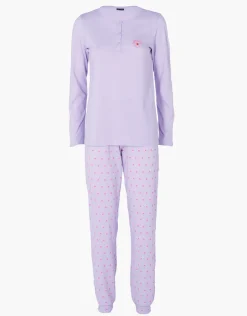 Donna LOVABLE Pigiami Donna-Pigiama Lungo serafino in Jersey, REF# L0EHV
