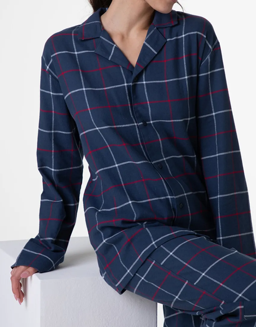 Donna LOVABLE Pigiami Donna|Pigiami-Pigiama Unisex lungo aperto in flanella, REF# L0DNS