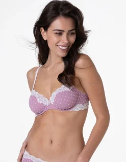 Donna LOVABLE Con Ferretto-Reggiseno con Ferretto Velvet Tulle in pizzo e tulle, rosa pois avorioREF# L0DK3