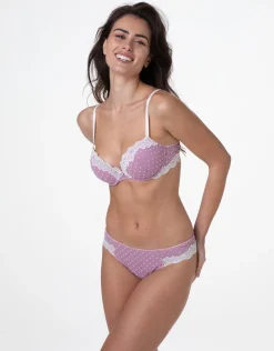 Donna LOVABLE Imbottiti|Push Up / Super Push Up-Reggiseno Push-Up con Ferretto Velvet Tulle in pizzo e tulle, rosa pois avorioREF# L0DK4