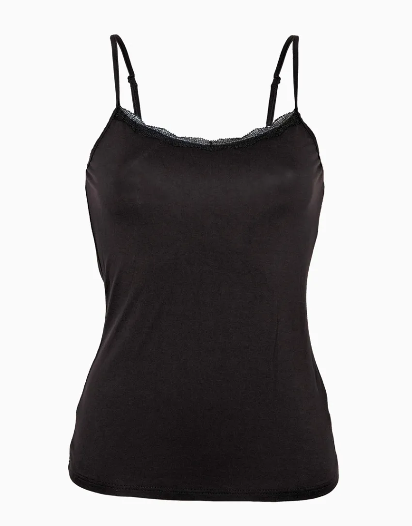 Donna LOVABLE Top E Smanicati-Top Basic Soul in viscosa e pizzoREF# 7032