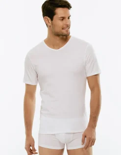 Uomo LOVABLE T-Shirt-T-shirt 100% cotone Pure Cotton con scollo a V, REF# 05XP