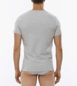 Uomo LOVABLE T-Shirt-T-Shirt girocollo Cotton Stretch in cotone elasticizzato, grigioREF# L05XU