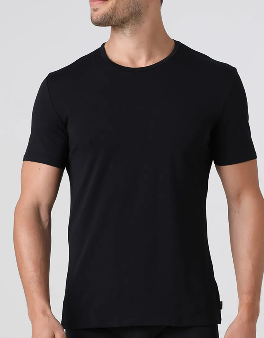 Uomo LOVABLE T-Shirt-T-shirt girocollo Supima Premium Cotton in cotone elasticizzato, REF# L6016
