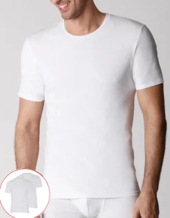 Uomo LOVABLE T-Shirt-T-shirt girocollo uomo bipack in cotone biologico, REF# L0BAN