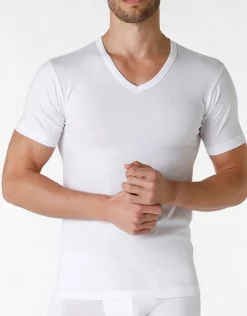 Uomo LOVABLE T-Shirt-T-shirt scollo a V Classic Cotton 100% cotone, REF# L0508