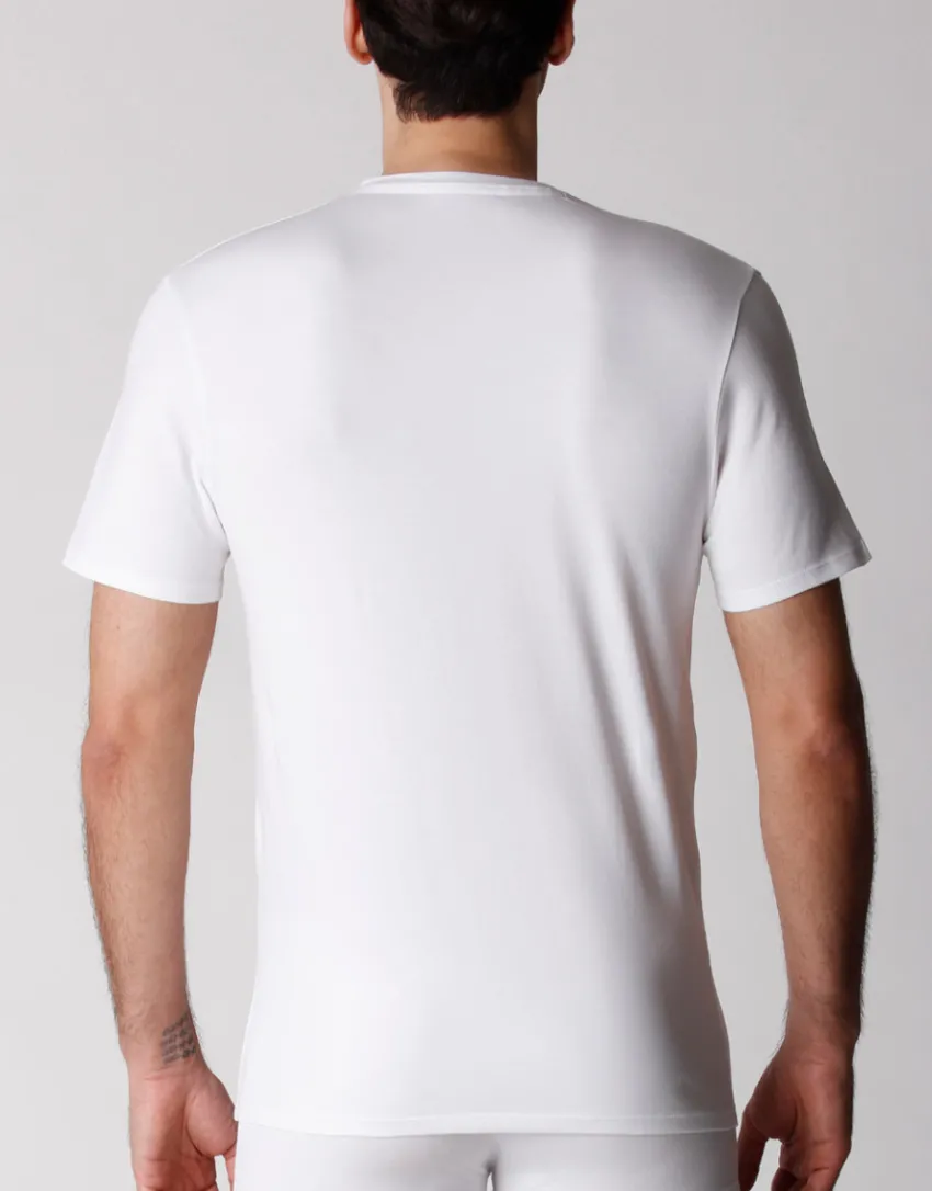 Uomo LOVABLE T-Shirt-T-shirt scollo a V uomo in cotone biologico, confezione x2 REF# L0A6E
