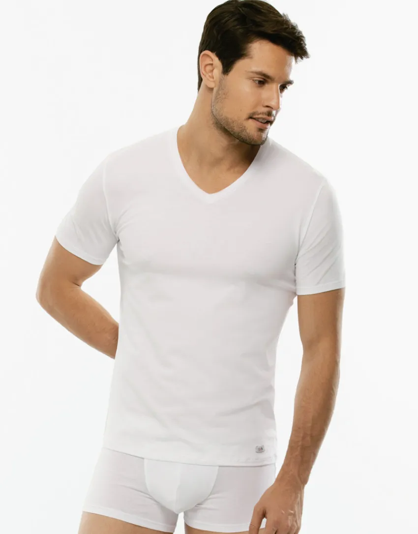 Uomo LOVABLE T-Shirt-T-Shirt uomo con scollo a V profondo Supima Premium Cotton, REF# 8439