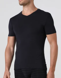 Uomo LOVABLE T-Shirt-T-shirt uomo con scollo a v in micromodal, neraREF# L070A