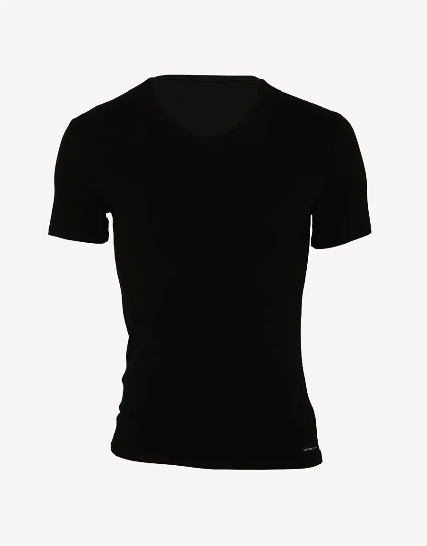 Uomo LOVABLE T-Shirt-T-shirt uomo con scollo a v in micromodal, neraREF# L070A